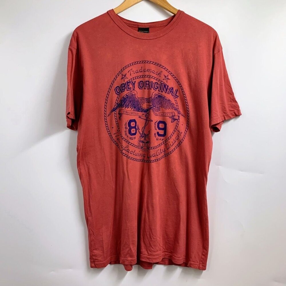 Obey Men's Obey Original Graphic Print Crew Neck Short Sleeve Size L
